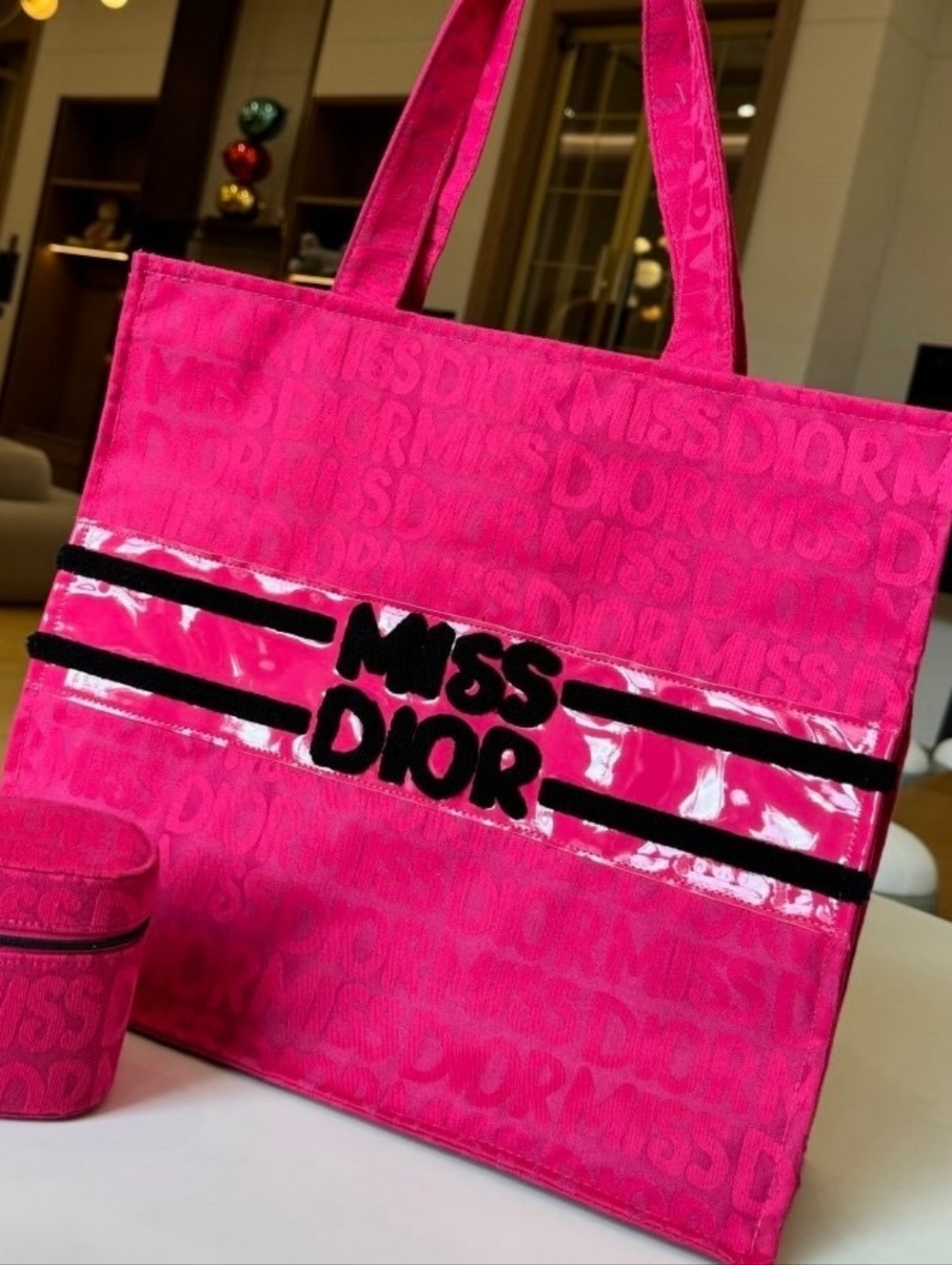 Dior Hot Pink Miss Dior Canvas Tote